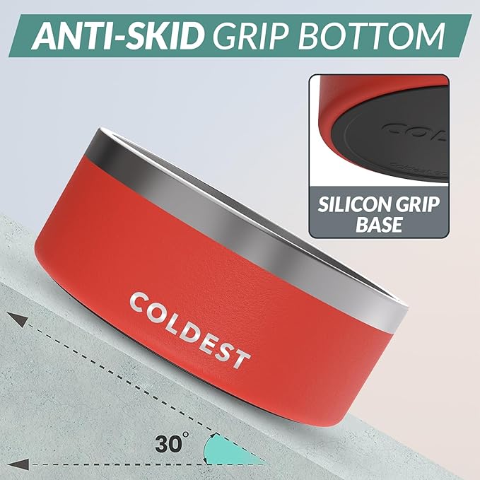 Coldest Dog Bowl - Anti Rust Metal, Non Slip, 3 Layers Insulated Stainless Steel Dog Bowls - Spill