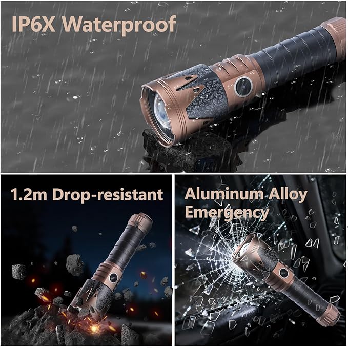 SKYFIRE Rechargeable Flashlights High Lumens 2 Pack with Ignition Lens,3000lm Mini Bright Tactical