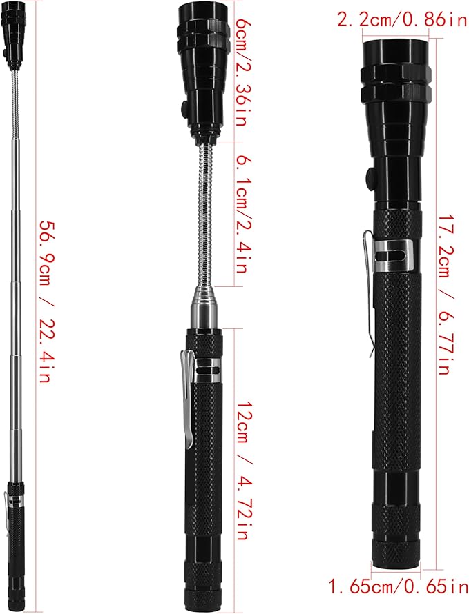 Magnetic Telescopic Elastic Neck Picking Tools, Portable Expandable Magnetic Telescopic LED
