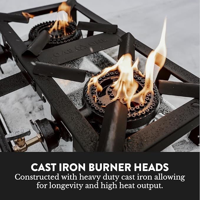 GasOne High Pressure Double Propane Burner - Outdoor Cooking with Heat Shield and Guard ??Propane