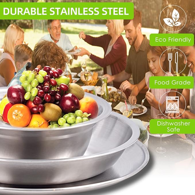 Acelane Camping Mess Kit Camping Plates Dishes Stainless Steel Camping Utensils Set Tableware