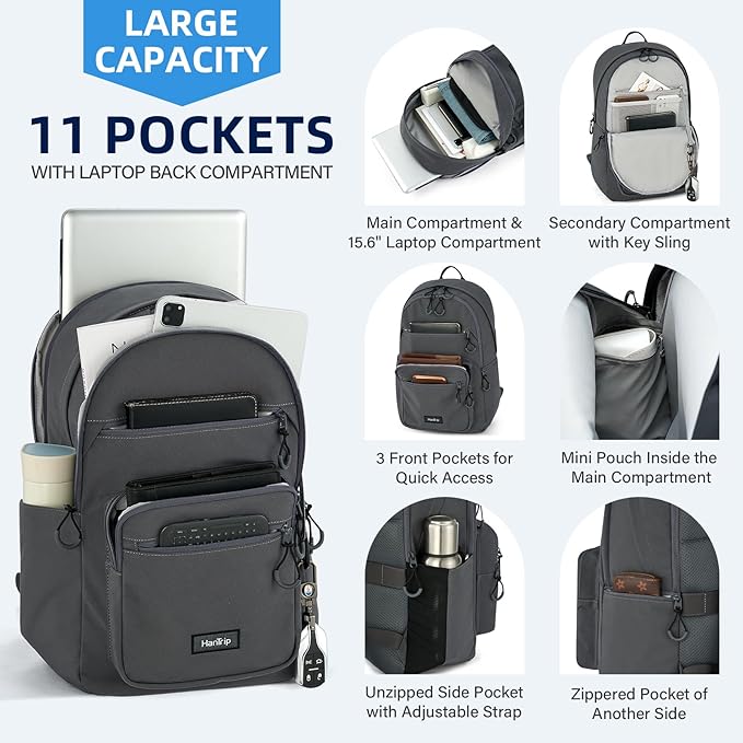Carry On Travel Backpack For Women, 18 Inch Water Resistant Large Backpack Lightweight Bookbag For
