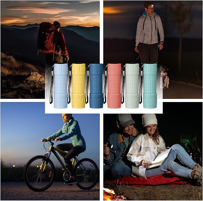 30 Pack 9 LED Small Mini Flashlight Set Plastic Handheld Flashlights with Lanyard, 3 AAA Batteries