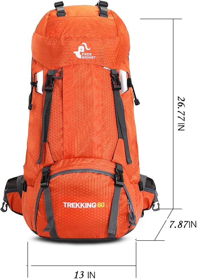 Bseash 60L Waterproof Hiking Camping Backpack with Rain Cover, Large Outdoor Sport Travel Daypack