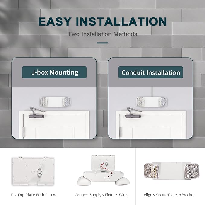 LED Emergency Lights, Commercial Emergency Lights for Business, Power Outages, Offices, with Backup
