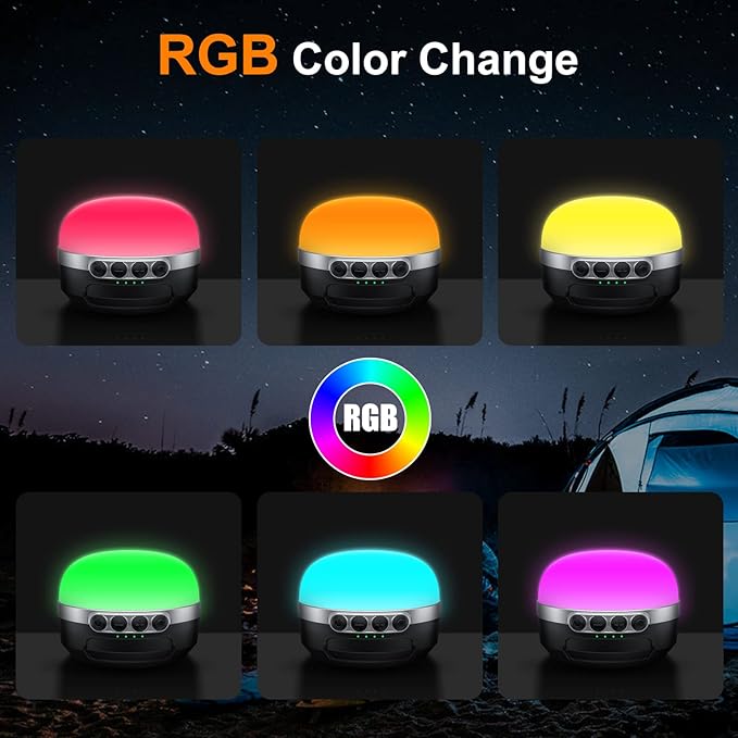 LED Camping Lantern Rechargeable 1400LM, Up to 420H Running Time Camping Tent RGB Light, 10400mAh