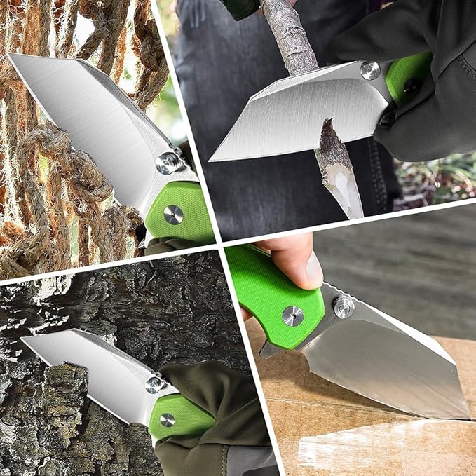 ioko Folding Pocket Knife, 3.5-Inch D2 Steel Blade, G10 Handle, EDC Camping Survival Knife with