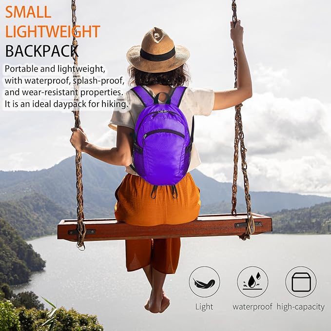 Small Hiking Daypack,15L Water-Resistant Hiking Backpack Packable Lightweight Travel Day Pack for