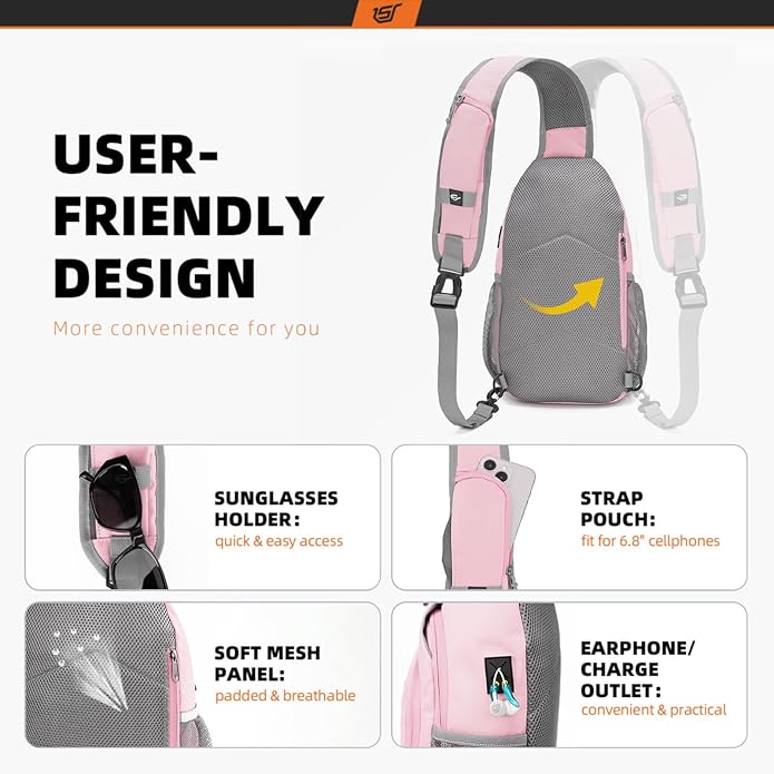 SKYSPER Sling Bag RFID Crossbody Sling Backpack Cross Body Shoulder Bag Travel Hiking Daypack for