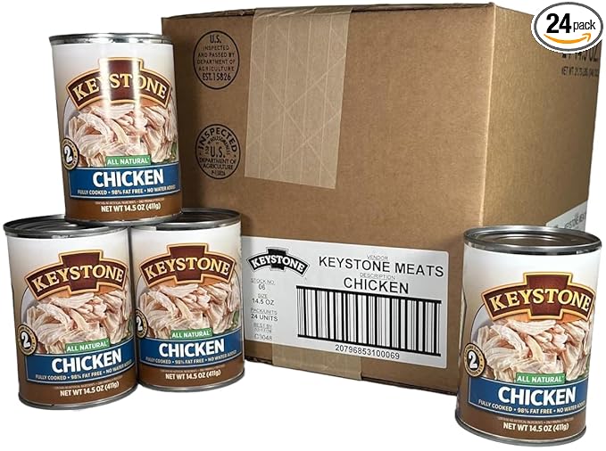 Keystone All Natural Premium Canned Chicken 14.5 Oz Fully Cooked | No Water Added | Ready to Meat |