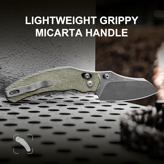 Kizer Bulldog Pocket Knife, 3 In Nitro V Blade Folding Knife Micarta Handle Camping Hunting Knife