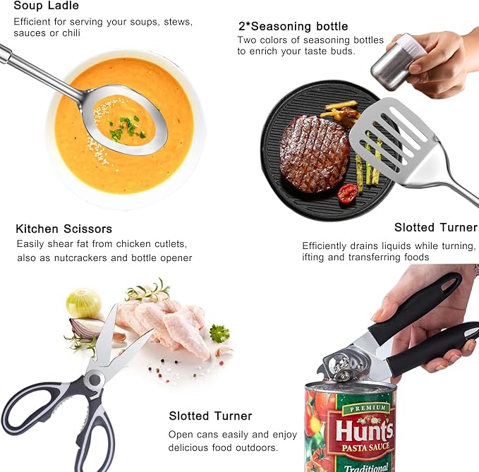 Camping Cooking Utensils Set - Camping Utensil Set Car Camping Cooking Essentials Gear for Camp