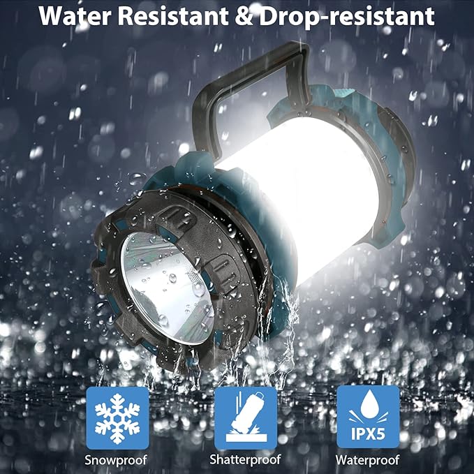 2 Pack Camping Lantern, Outdoor LED Camping Light, Rechargeable Flashlights with 1000LM, 6 Modes