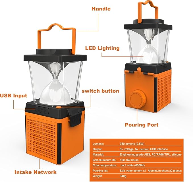 Environmentally Conscious Lighting, Saltwater Camping Lantern - Survival & Emergency Outdoor Ligh