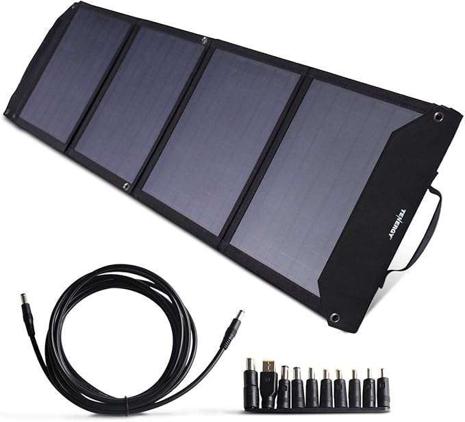 Tenergy Foldable 60W Solar Panel Charger for Camping Power Supply, Portable Power Chargers, and