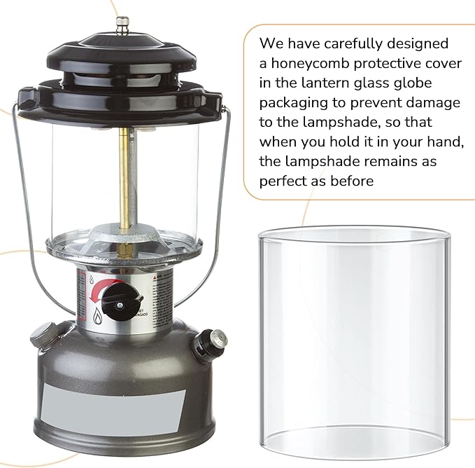 SUNJIKA Lantern Glass Globe for Coleman Fueled Lantern Replacement Globe Clear Straight for Lantern