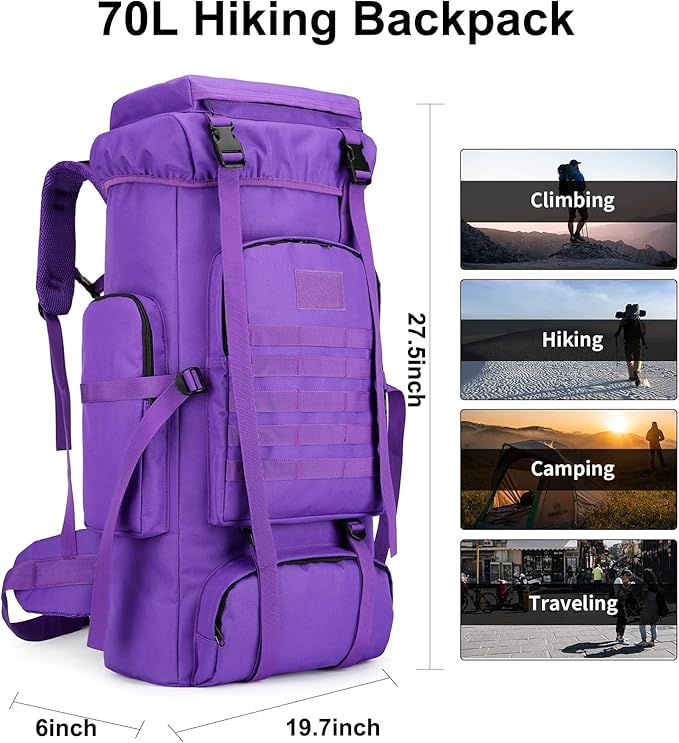 Hiking Backpack for Men 70L/100L Camping Backpack Military Rucksack Molle 3 Days Assault Pack for