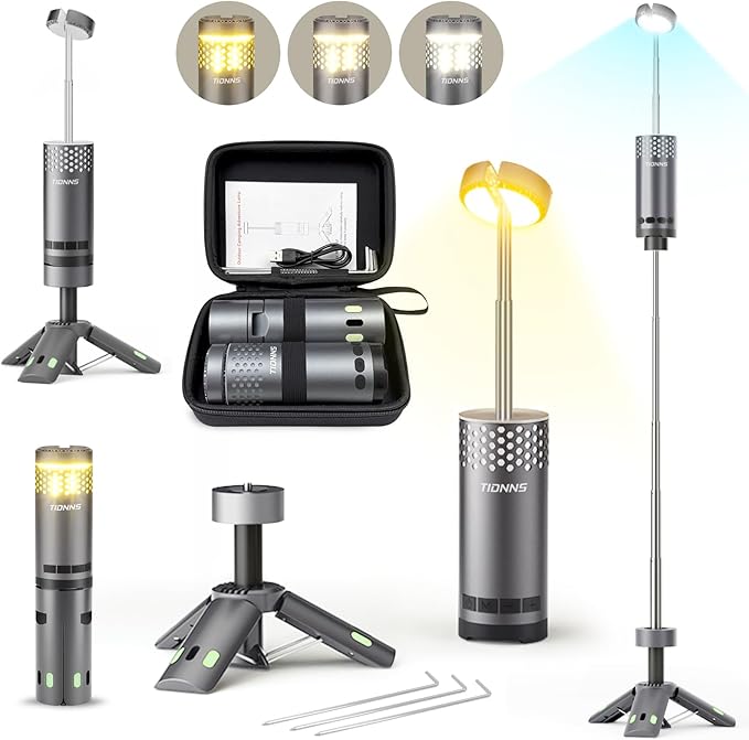 Camping Lights Rechargeable, Detachable Camping Lantern with Stand, Telescopic Waterproof Camp