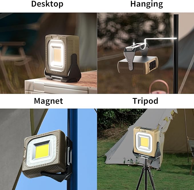 WARSUN Rechargeable LED Camping Lantern Mini Tripod Work Light 6 Modes, 1000 LM High Lumens