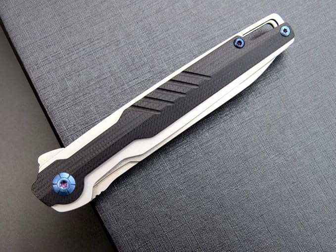 Eafengrow EF942 EDC Folding Knife, D2 Steel Blade Titanium Plating & G10 Handle,Pocket Clip with