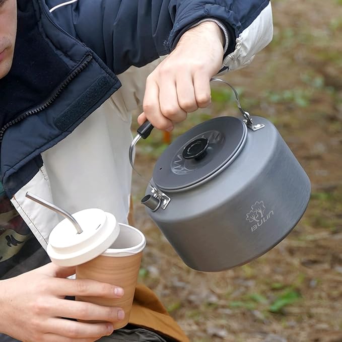 Bulin Camping Kettle, 2.2L Large Portable Stovetop Tea Kettle Fast Heating Boiling Hot Water for