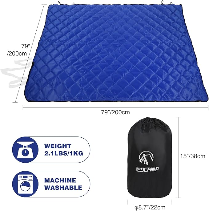 REDCAMP Large Outdoor Camping Blanket with Sherpa Lining, Waterproof and Windproof Cold Weather