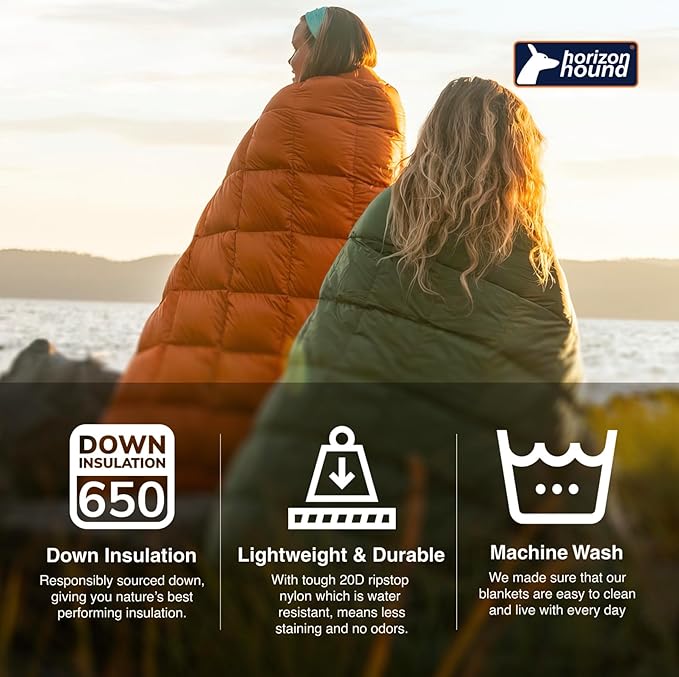 Horizon Hound Down Camping Blanket - Outdoor Travel Quilt | Sustainable, Insulated, Lightweight &