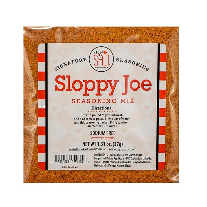 MySALT Sloppy Joe Sauce Mix 5 Pack ??Salt-Free Sloppy Joe Seasoning for Quick, Heart-Healthy Meals