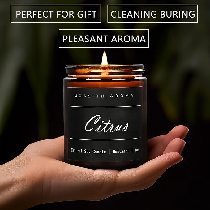 MOASITN Citrus Highly Scented Candles for Home| Natural Soy Aromatherapy Candle| Handmade Long