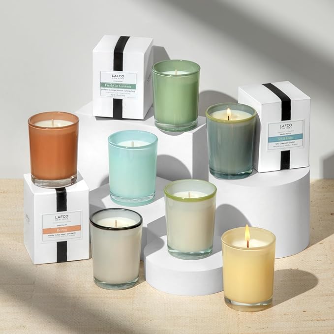 LAFCO New York Votive Candle, Feu de Bois - 1.9 oz - 20-Hour Burn Time - Reusable Glass Vessel