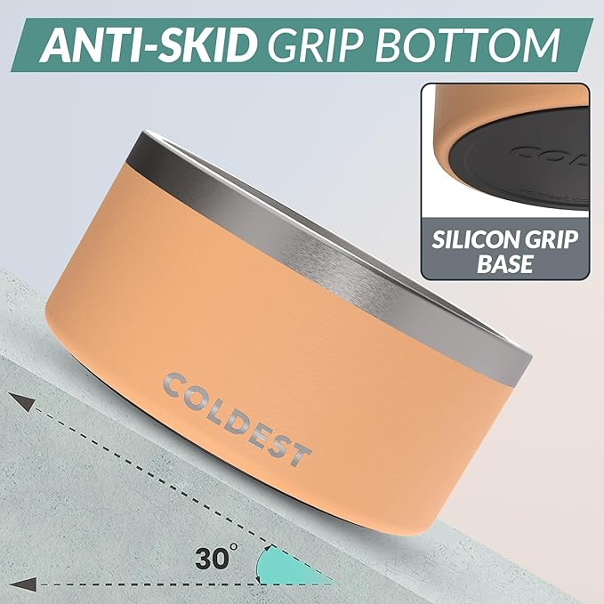 Coldest Dog Bowl - Anti Rust Metal, Non Slip, 3 Layers Insulated Stainless Steel Dog Bowls - Spill