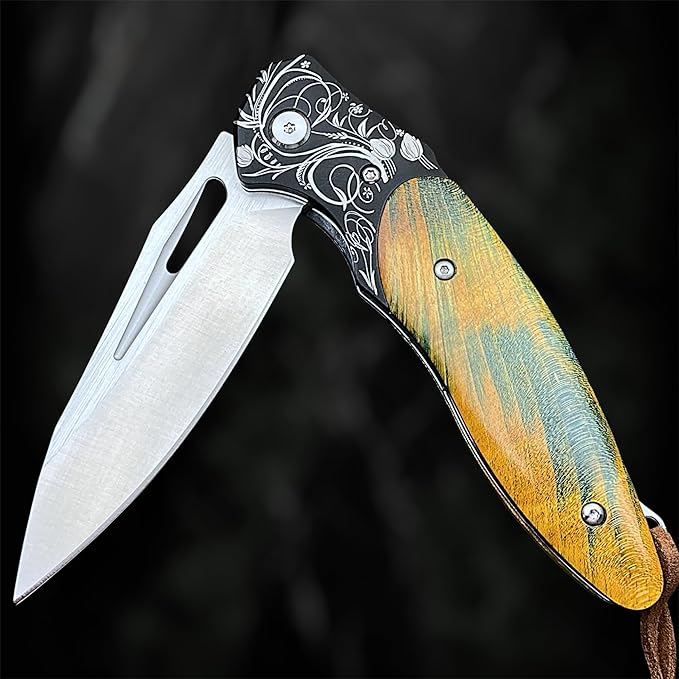 TACTICAL GEARZ Premium EDC Folding Pocket Knife, ASP30 Steel Drop Point Blade, Ball Bearing Pivot