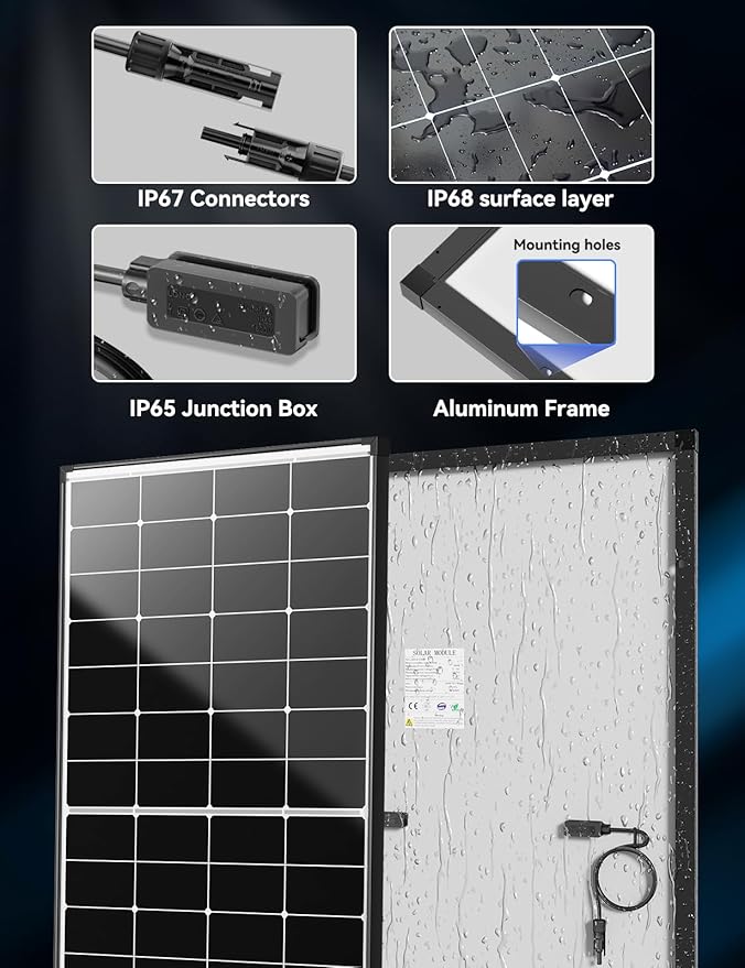220W Solar Panel, 25.4% High Efficiency Monocrystalline with 10BB & Hidden Busbar Tech, MC4