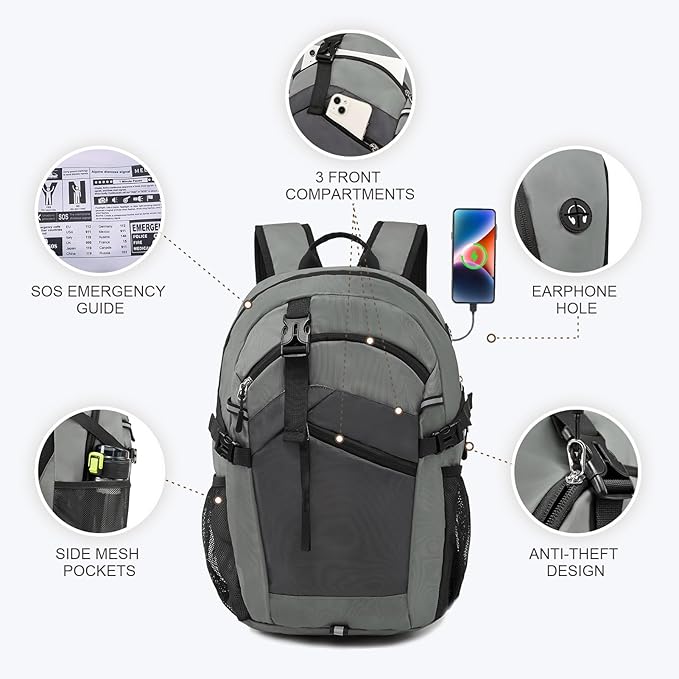 Small Hiking Backpack for Women Men 20L Lightweight Travel Backpack with Phone Pocket Waterproof