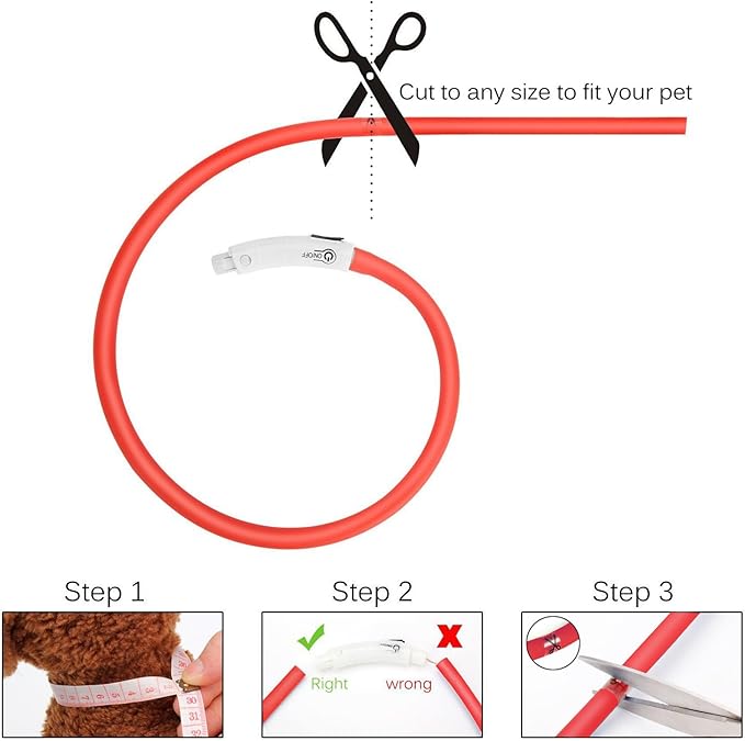 LED Dog Collar,USB Rechargeable Glowing Dog Collars, Light Up Collar Improved Pet Safety