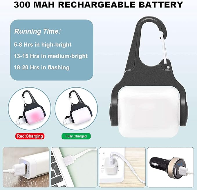 USB Rechargeable Clip-on Dog Collar Light - 3 Modes, IP65 Waterproof, Night Walking, Running