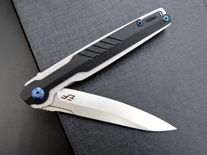 Eafengrow EF942 EDC Folding Knife, D2 Steel Blade Titanium Plating & G10 Handle,Pocket Clip with