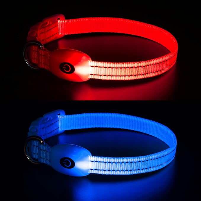 YFbrite Light up Dog Collars for Night Walking, Rechargeable LED Cat Collar, Comfortable Adjustable