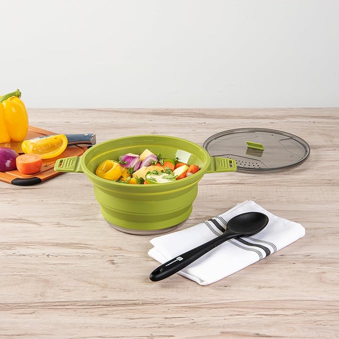 Restaurantware-Hi Tek 2.5 Liter Collapsible Camping Pot, 1 Portable Cook Pot - With Lid, Stainless