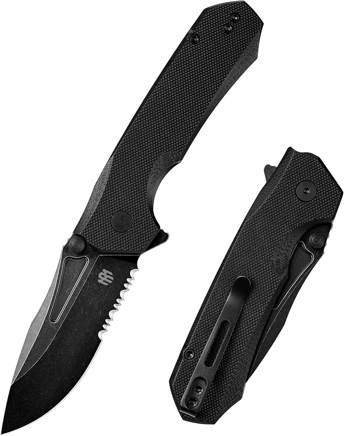 EDC Pocket Knife Rhino,3" D2 Steel Blade Durable G10 Handle, Folding Pocket Knives with Reversible