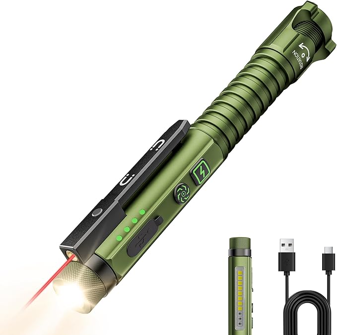 EDC Flashlight Rechargeable,800 Lumen Small Flashlight with Magnetic Clip & Base, 11 Modes LED