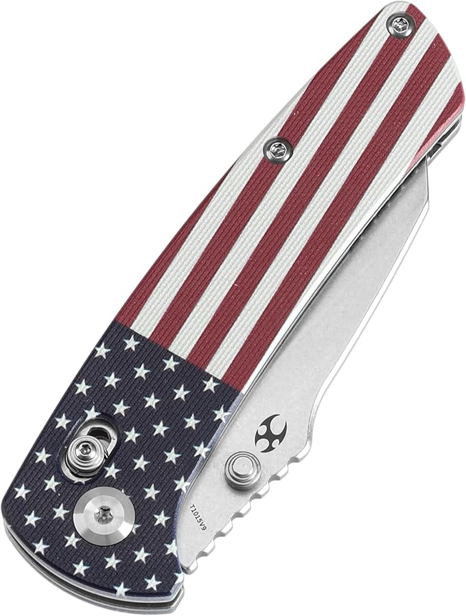 KANSEPT Main Street Pocket Folding Knife, 3.36 Inch 154CM Sharp Steel Blade, American Flag G10