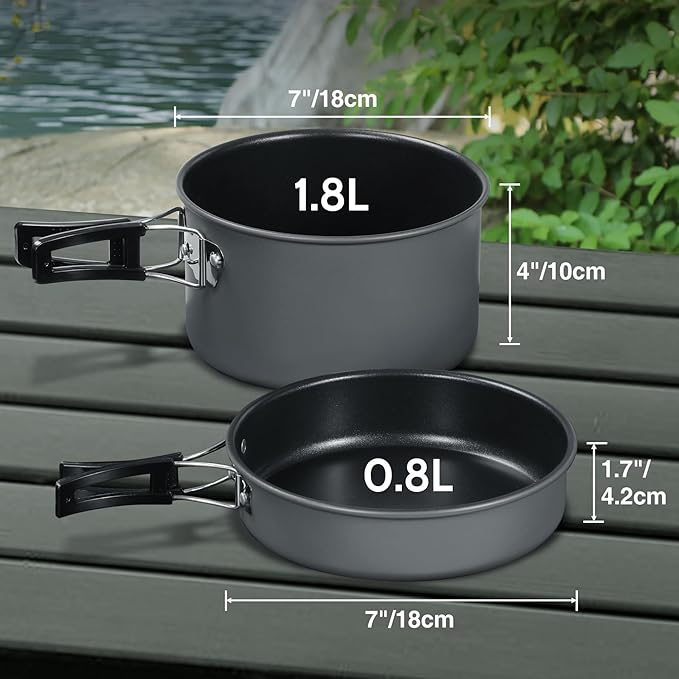 REDCAMP 6/10/11/12/14/15/19 PCS Camping Cookware Mess Kit Camping Gear Campfire Utensils