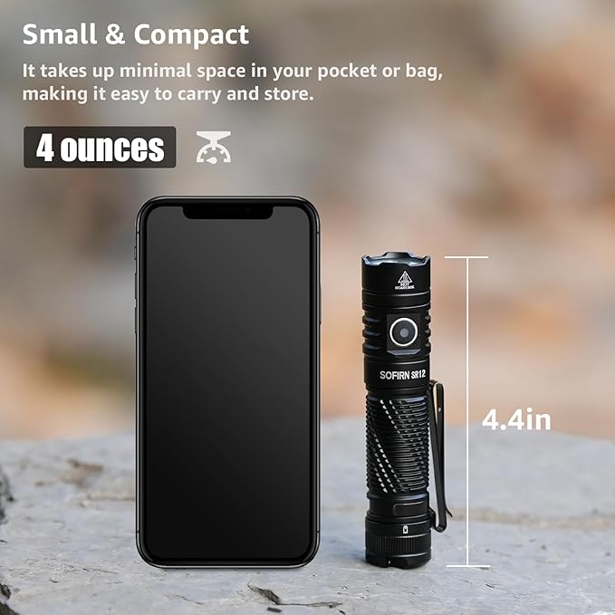 Pocket Flashlight Rechargeable LED Light - Sofirn SR12 Small Flashlights Powerful, Bright EDC