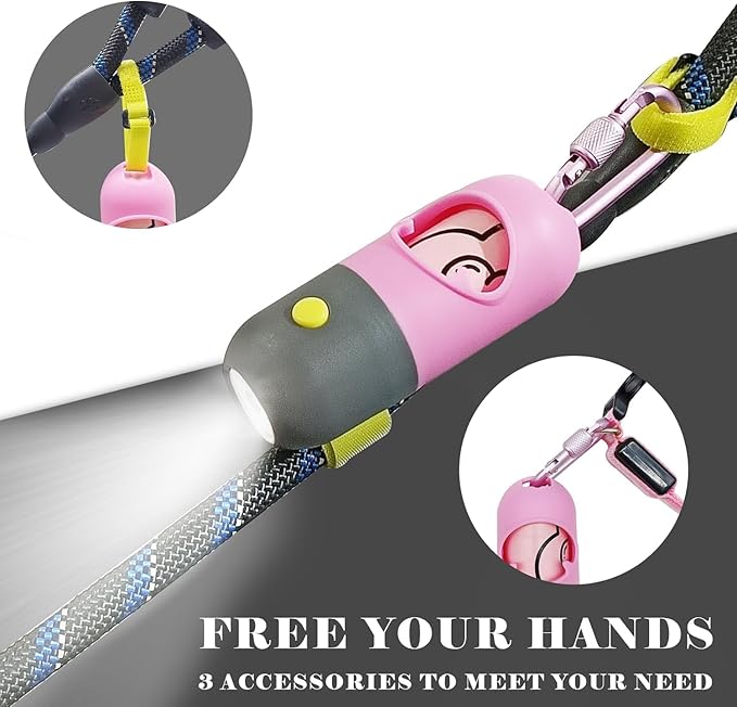 Dog Poop Bags Holder with LED Flashlight|Pet Waste Bags Dispenser for Leash|Doggie Potty Bags