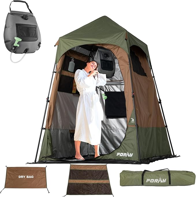 Camping Shower Tent Deluxe Changing Room Easy Set Up Privacy Shelter,Large Toilet Tent with Floor