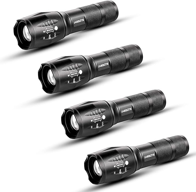 LED Emergency Handheld Flashlight, 4 Pack, Adjustable Focus, Water Resistant with 5 Modes, Best
