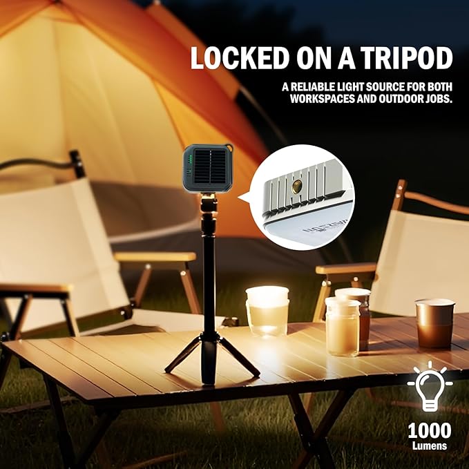 WARSUN Rechargeable Camping Lantern 1000 Lumens, 6000mAh Portable LED Light with Solar Charging, 4