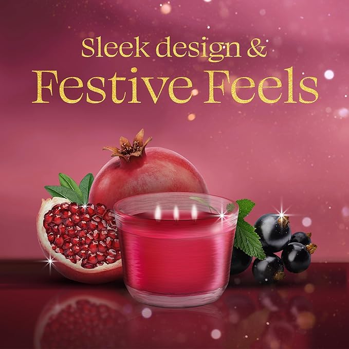 Glade 3-Wick Scented Candle Jar, Pomegranate & Currant, Air Freshener Infused with Essential Oils
