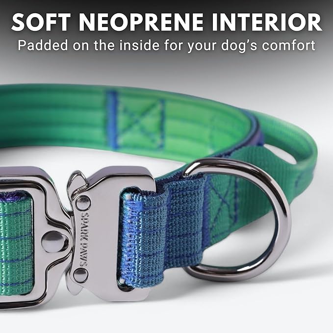 Spark Paws Tactical Dog Collar - Heavy Duty, Premium Quality, Thick and Durable for Large and